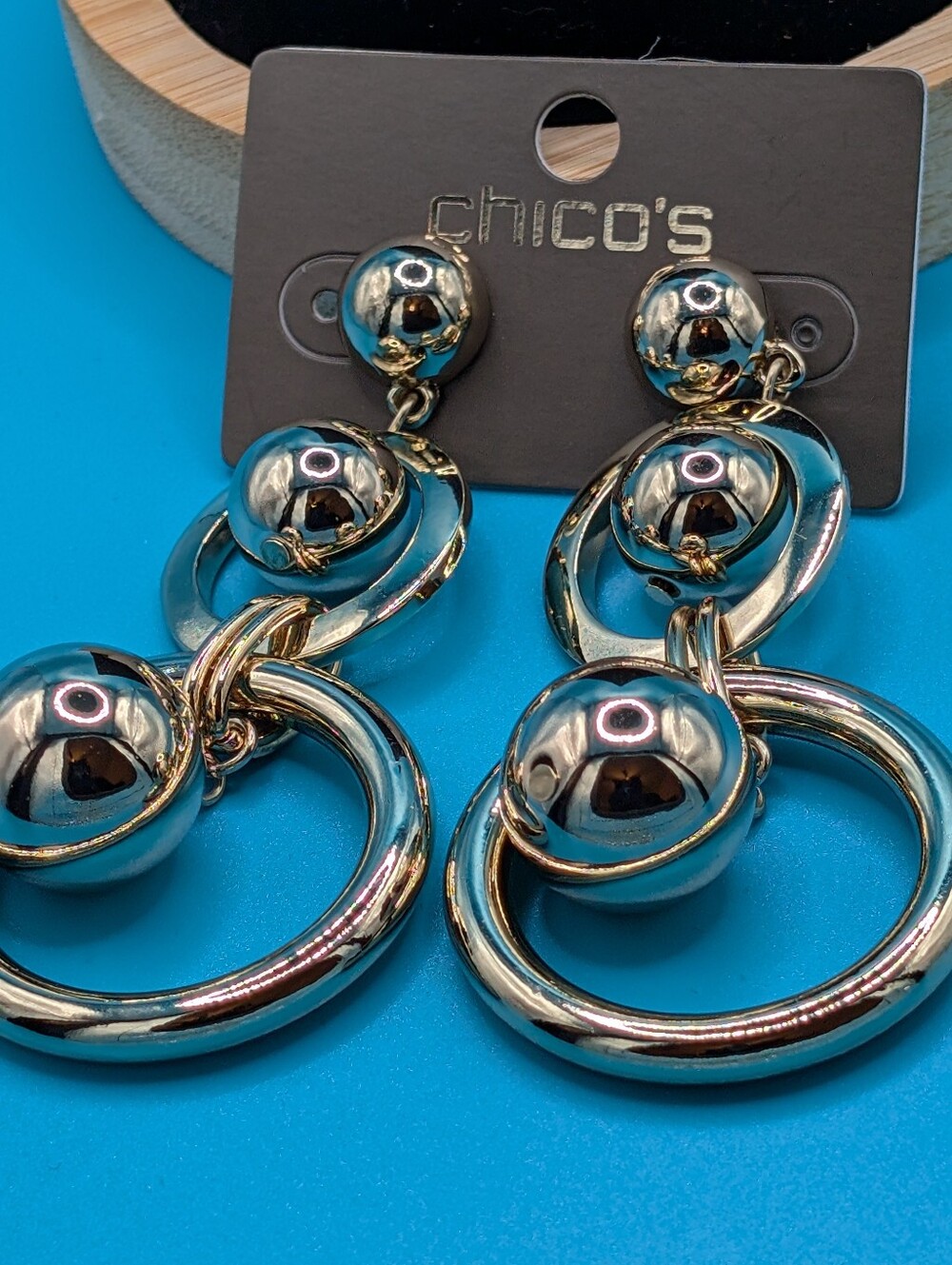 Chico's Gold-Tone Statement Hoop Drop Earrings